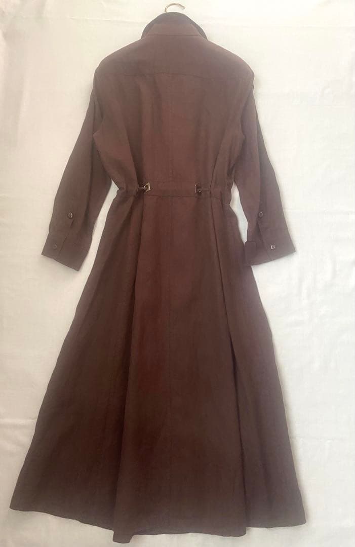 美品 白タグ マックスマーラ リネン 麻 カシュクール ワンピース ボルドー