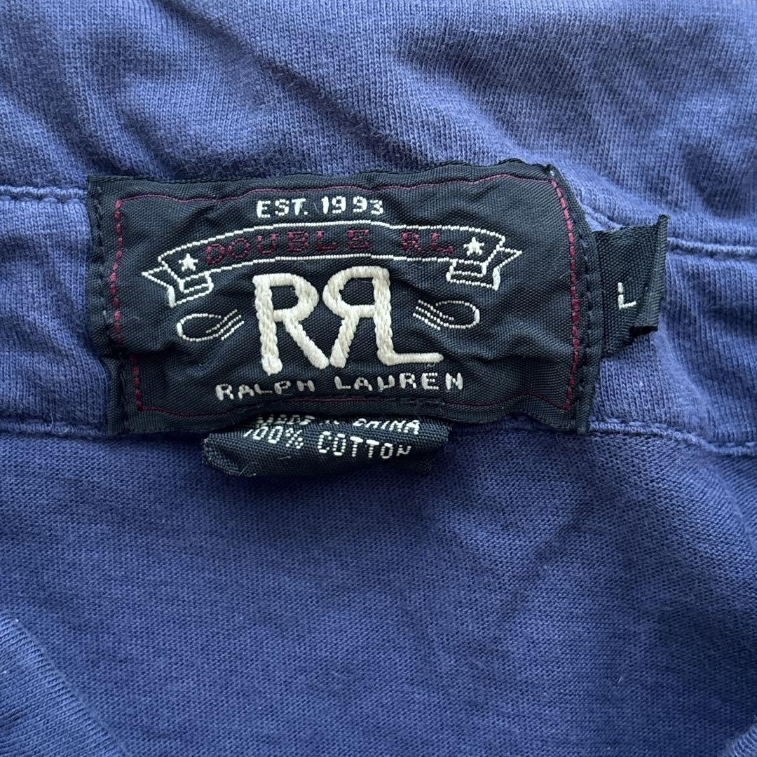 【人気】RRL コットンポロシャツ L 紺 ラルフローレン ビンテージ