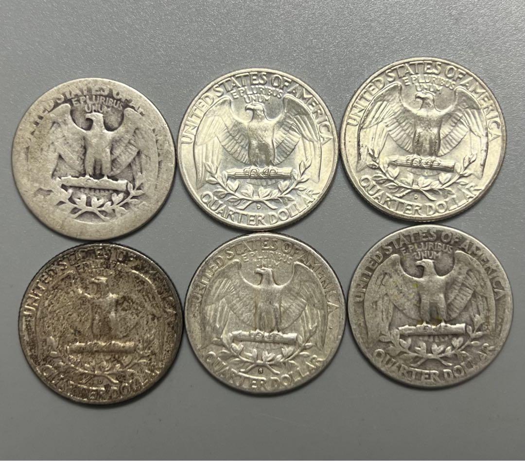アメリカ　銀貨　25セント　未使用近いあり