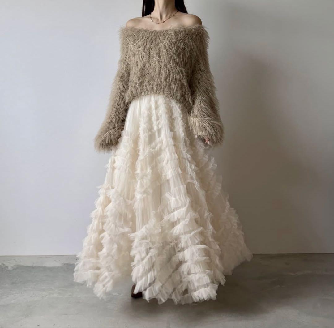 AÉRMA チュール フリル ロングスカート チュールスカート SIZE