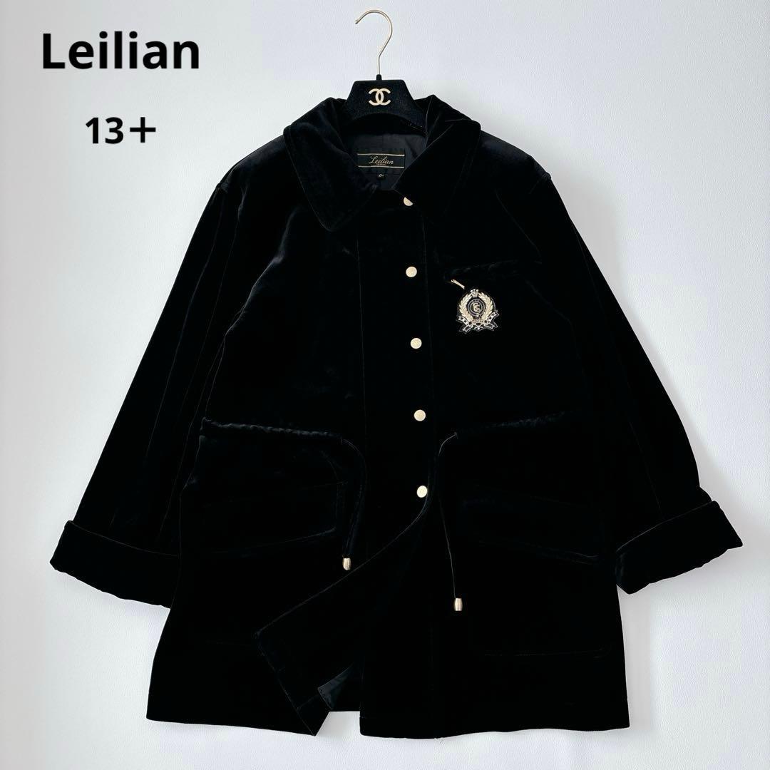 レリアン 大きいサイズ ベロア ベルベットハーフコート 金ボタン 刺繍 13 SIZE leilian