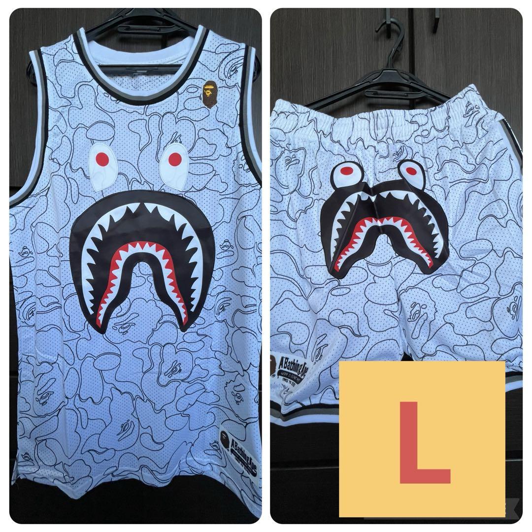 A Bathing Ape シャークデザイン バスケットパンツ 白 L