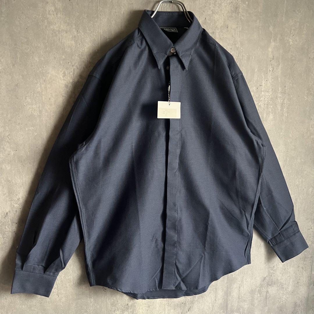 VERSACE CLASSC　バスケットウィーブ　装飾・比翼ボタンシャツ　未使用