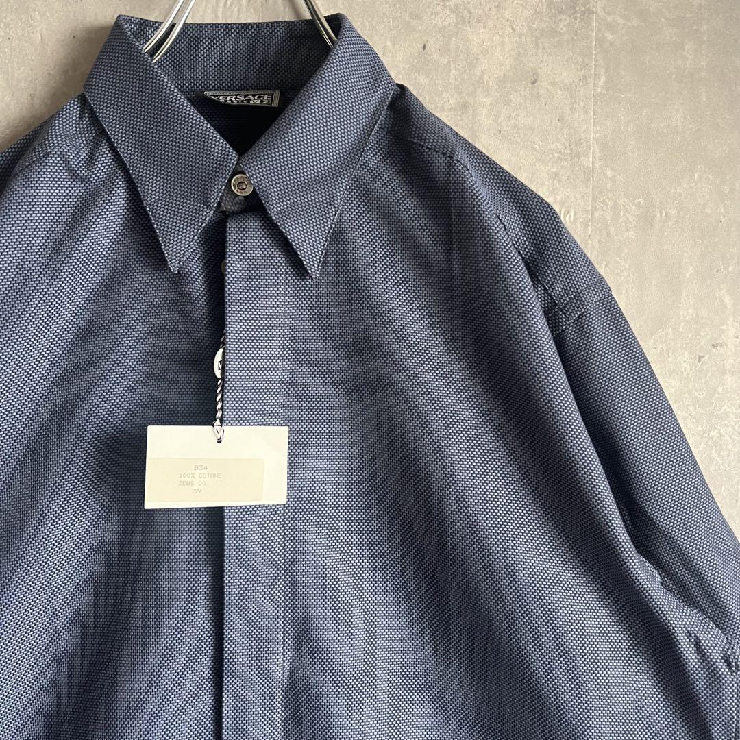 VERSACE CLASSC　バスケットウィーブ　装飾・比翼ボタンシャツ　未使用