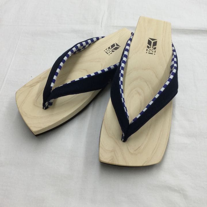 水鳥 下駄 ツートン 紺×市松ブルー Lサイズ 日本に 10017円 wulift.com