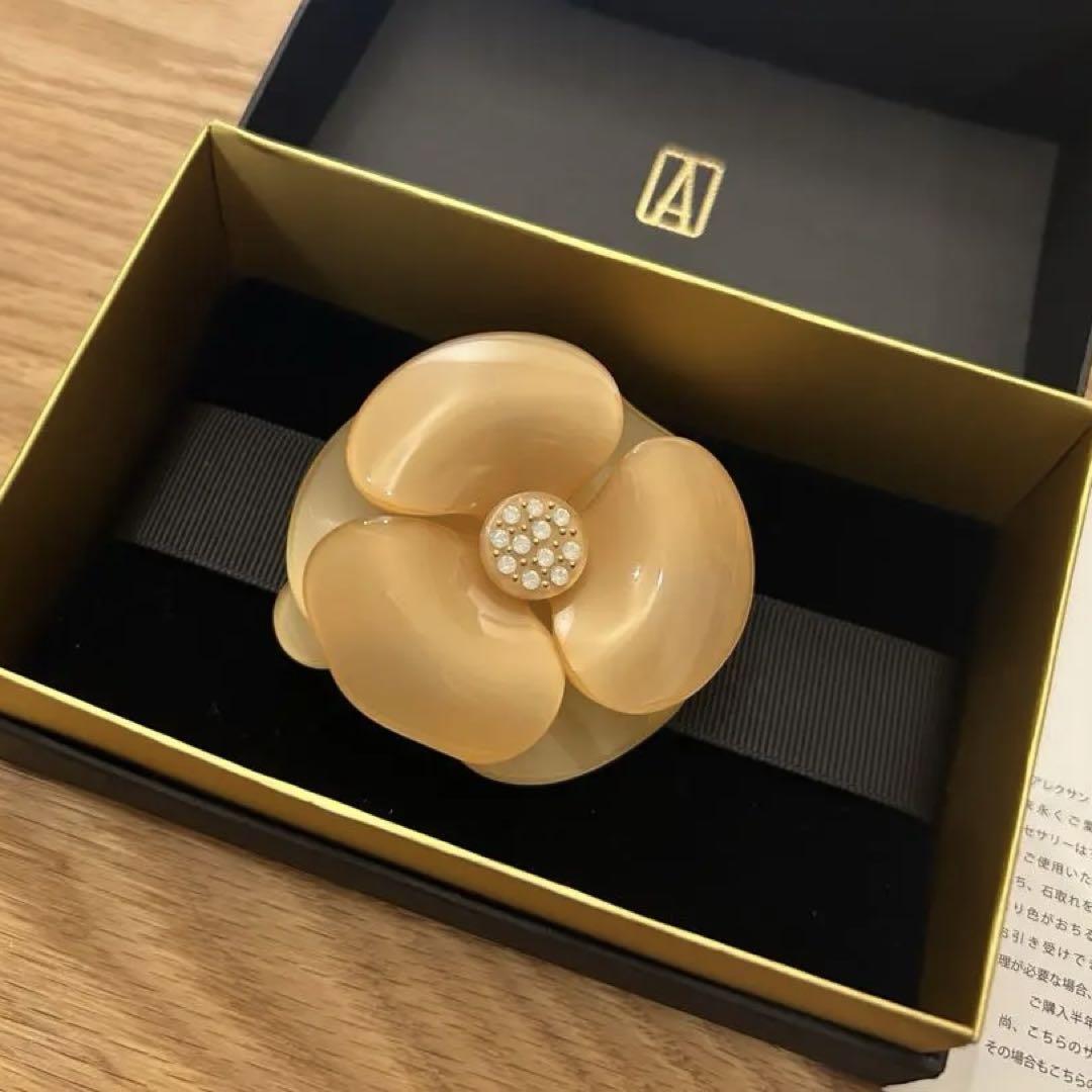 アレクサンドルドゥパリ カメリア バレッタ（オレンジ スワロフスキー）美品