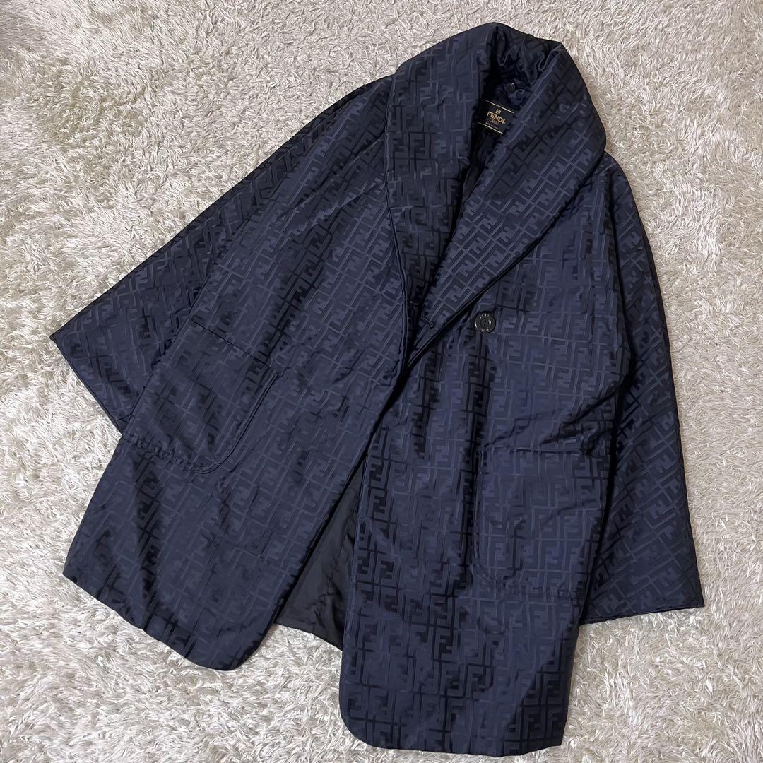 ☆極美品☆FENDI フェンディ　ショールカラーコート　ズッカ　ファー　黒　38 低 価格ファッション - ☆極美品☆FENDI フェンディ ショール