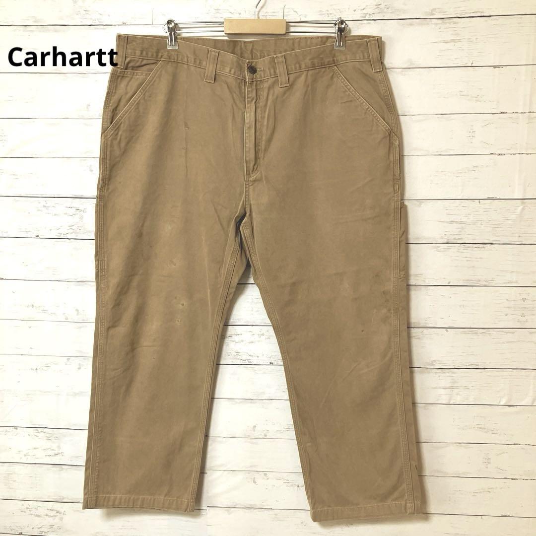 カーハート ワークパンツ リラックスフィット ベージュ w42 古着