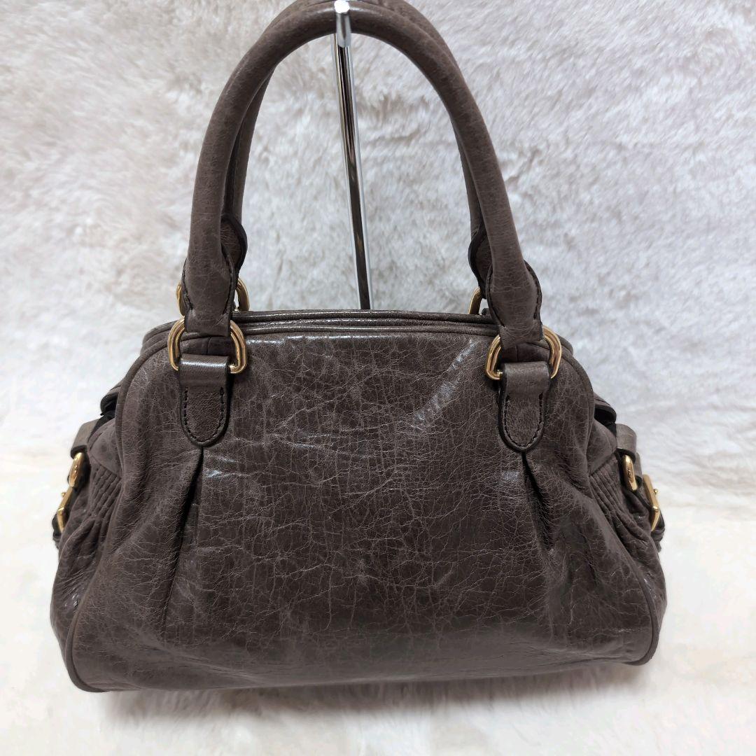 大特価放出！ miu しわ加工 2way ショルダーバッグ レザー ミュウミュウ miu バッグ