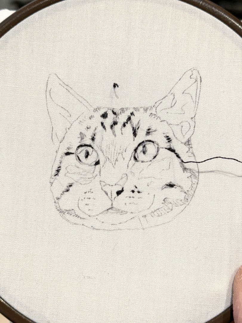 リアル刺繍 キジトラ猫 手刺繍 猫 NEXPOTALLINN_EU