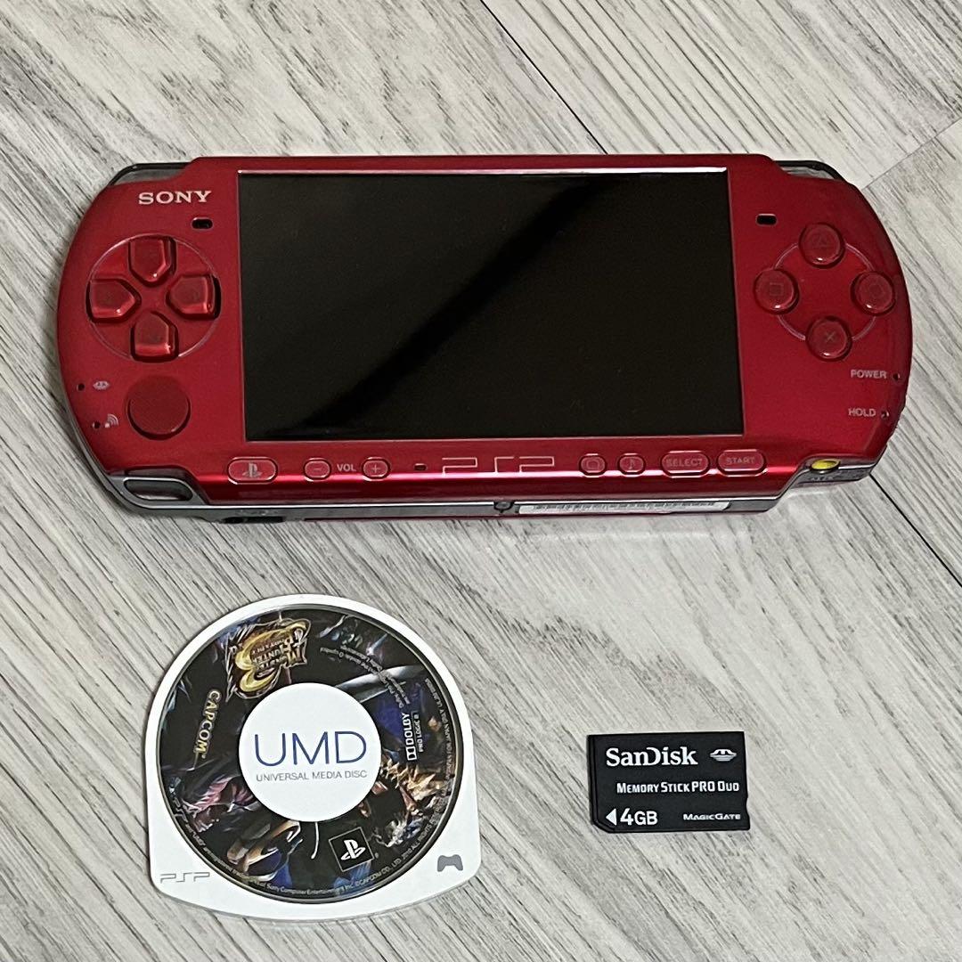 PSP 3000 本体 レッド モンハン3rd ジャンク