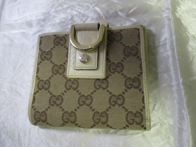 GUCCI グッチ 茶系×ベージュ2つ折り財布