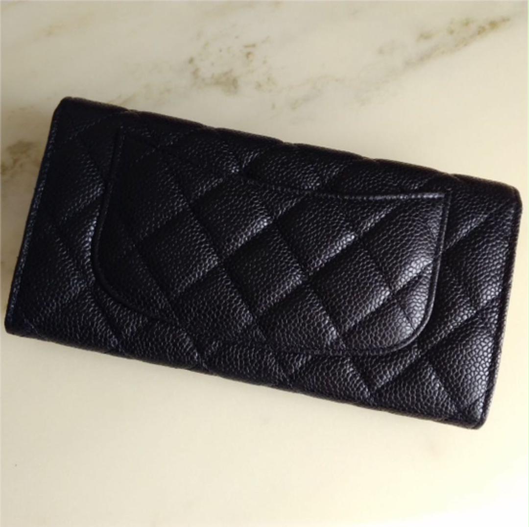 CHANEL - CHANEL シャネル キャビアスキン ロングフラップ