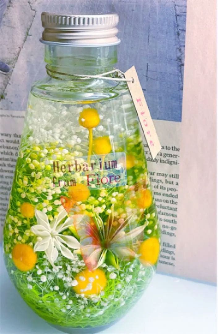 ハーバリウム　　グリーンフォレスト　＊しずく＊カラフルポップ　② ピンクの蝶々