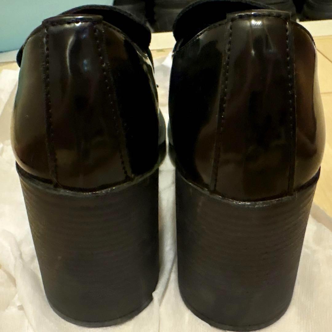 PRADA ブラッシュドレザー　チャンキーヒール　ローファー ブラック プラダ イコール ブラッシュドレザー ローファー | PRADA