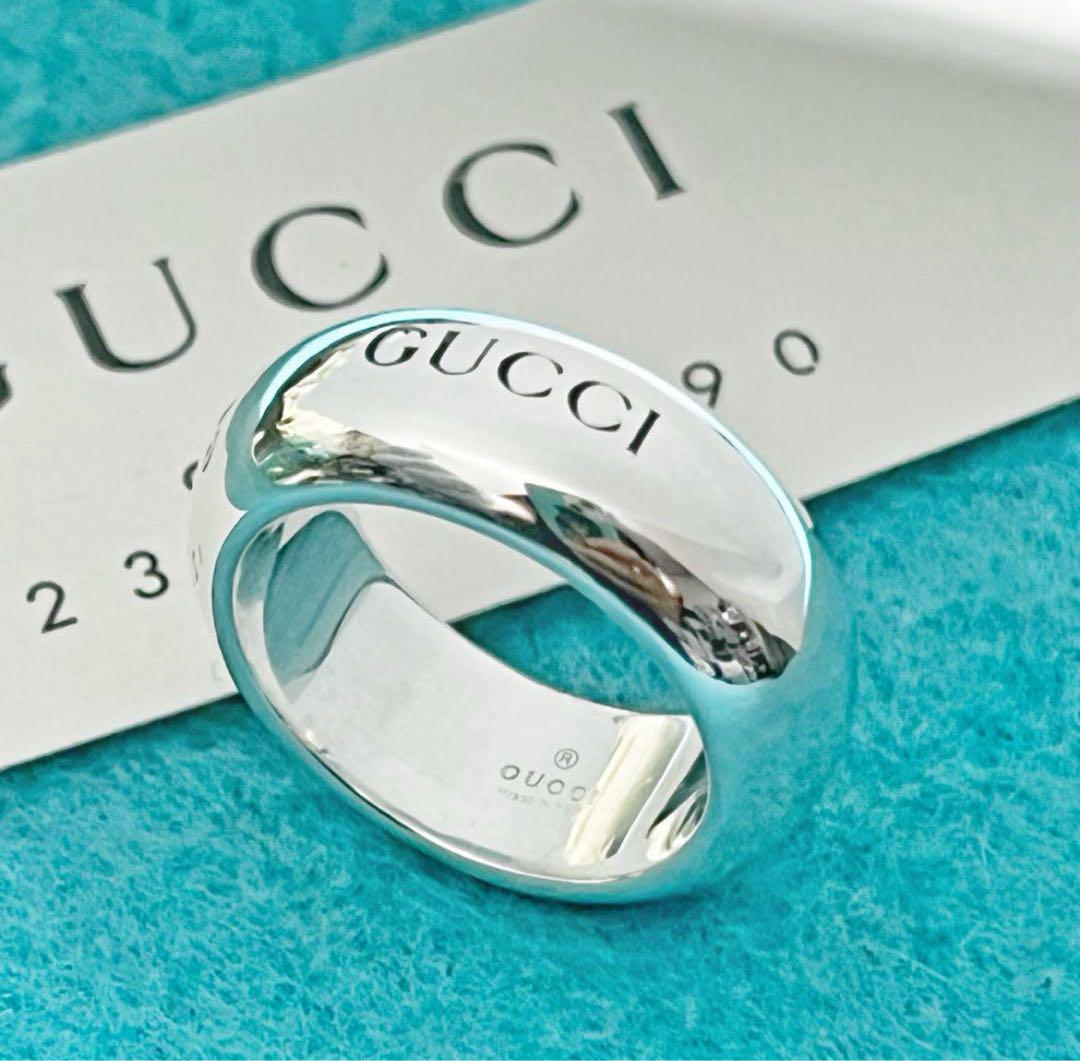 極美品‼️GUCCI 指輪 シンプルロゴリング 10号 - メルカリ