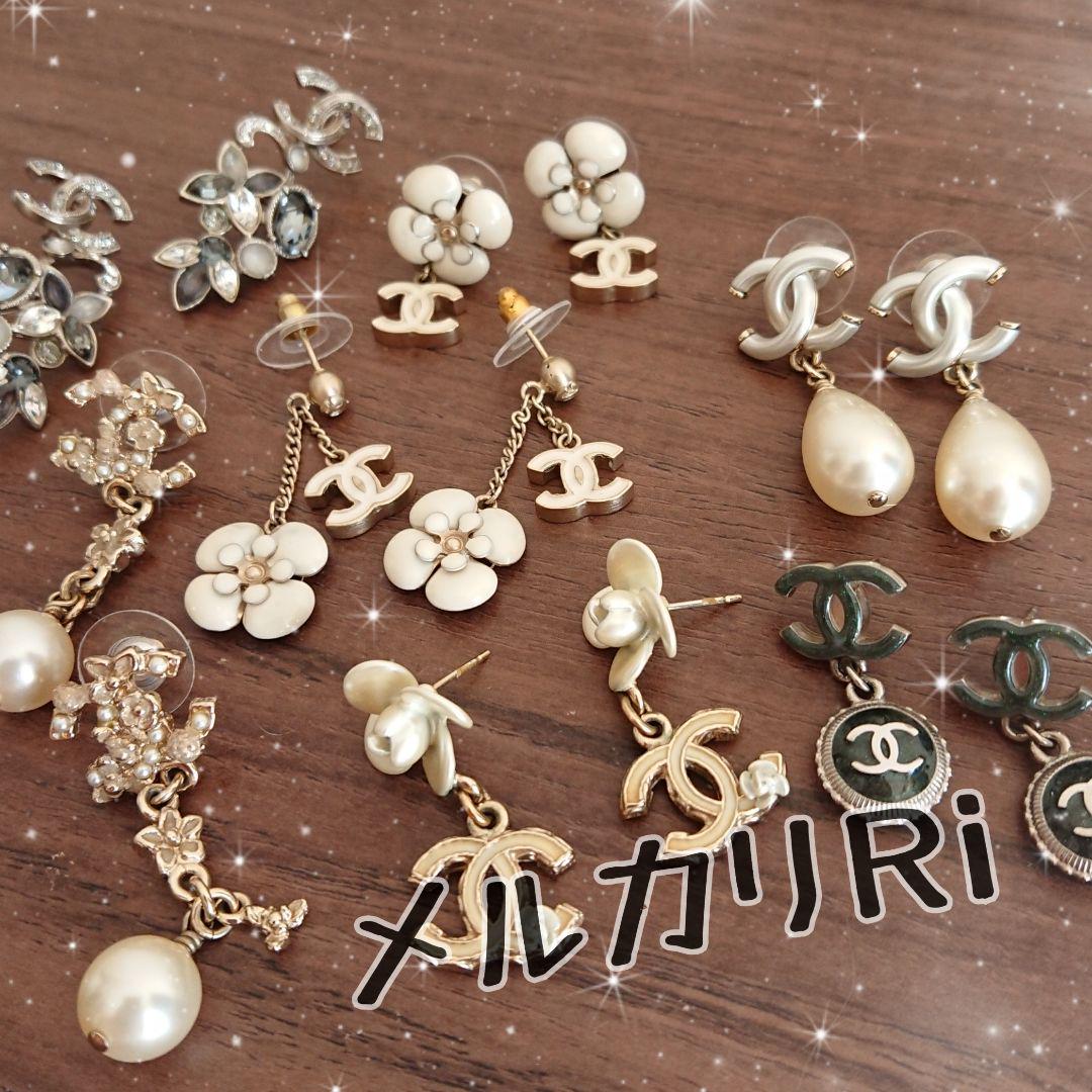 シャネル ピアス ダークグリーン カーキ シルバー アクセサリー