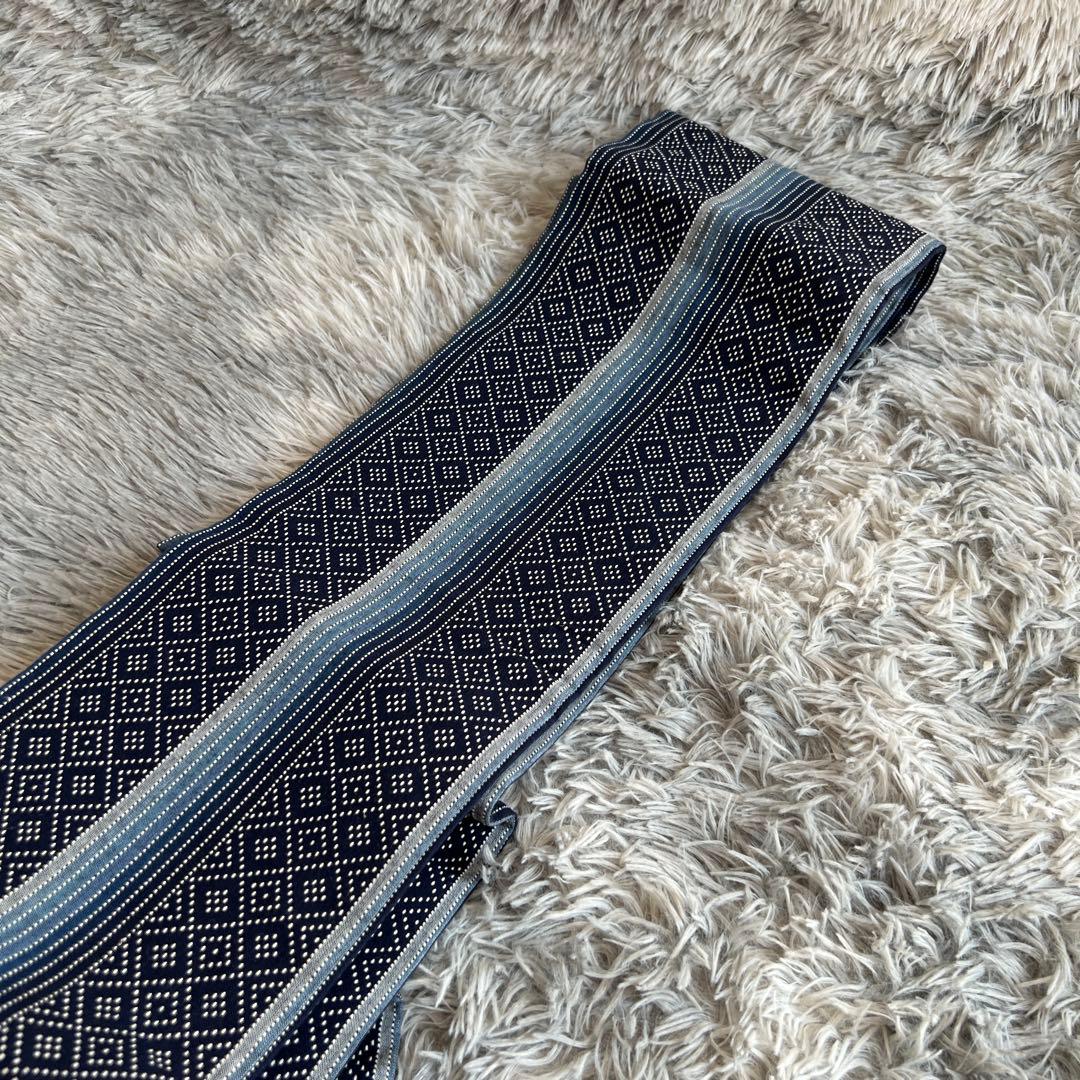 半幅帯　綿　刺し子　おしゃれ　美品