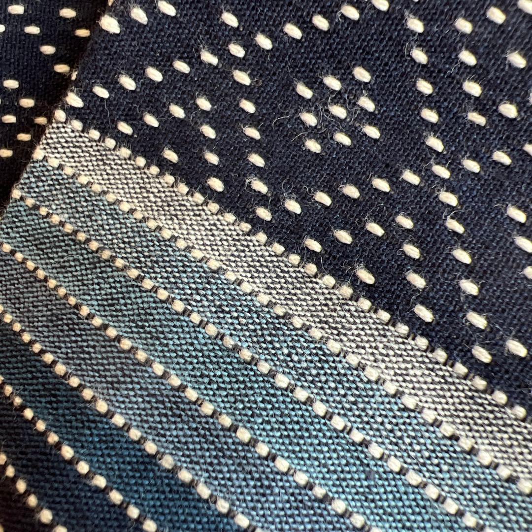 半幅帯　綿　刺し子　おしゃれ　美品