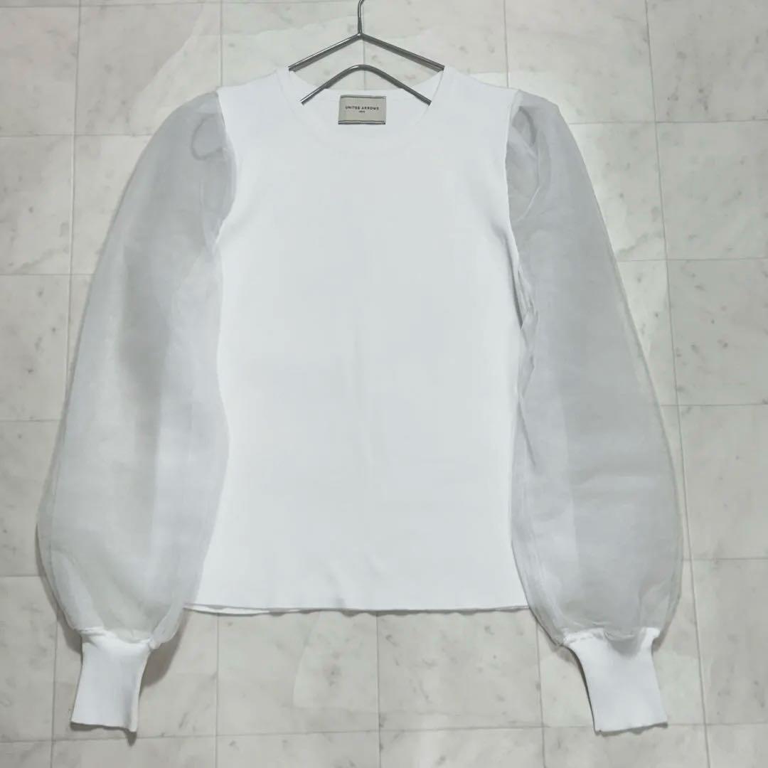 Sweater UNITED ARROWS オーガンジー チュール ニット 長袖