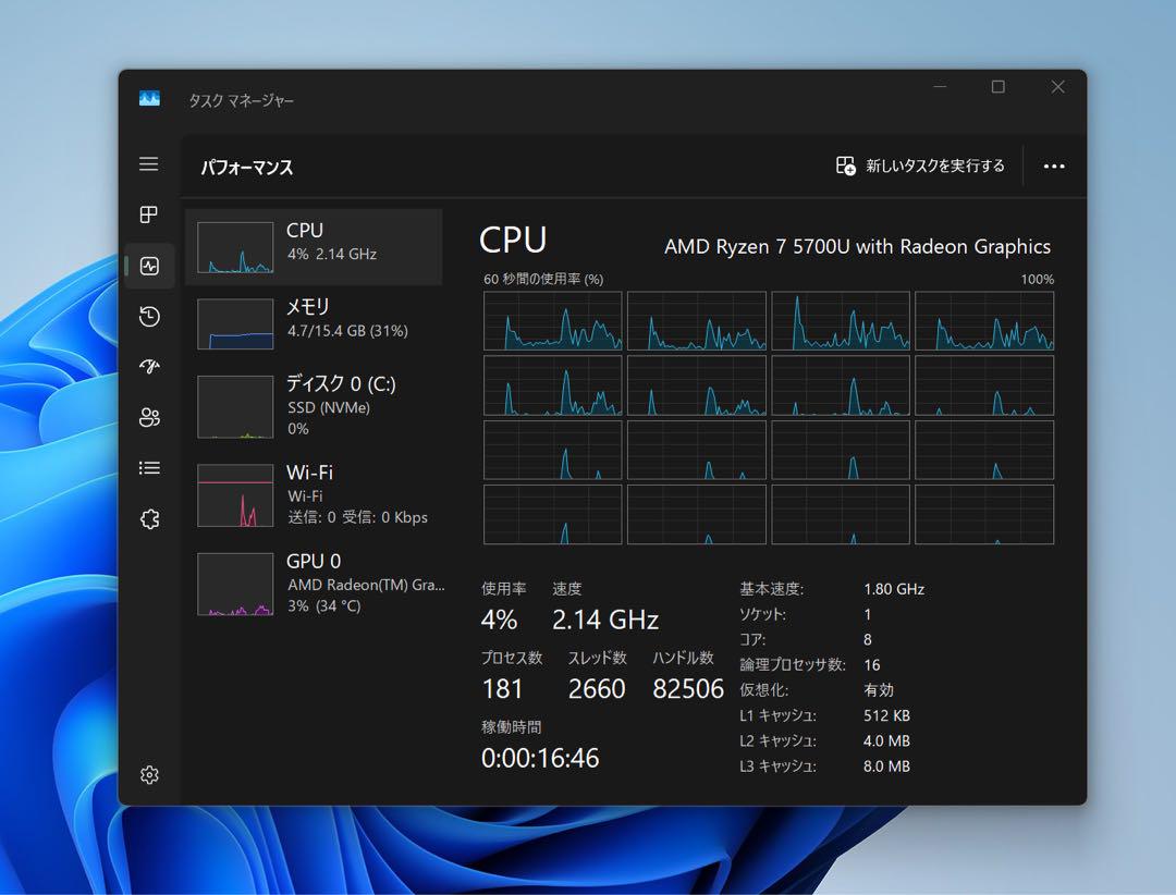 Windowsノート本体 DELL Ryzen7 5700U / 16GB / 1TB SSD
