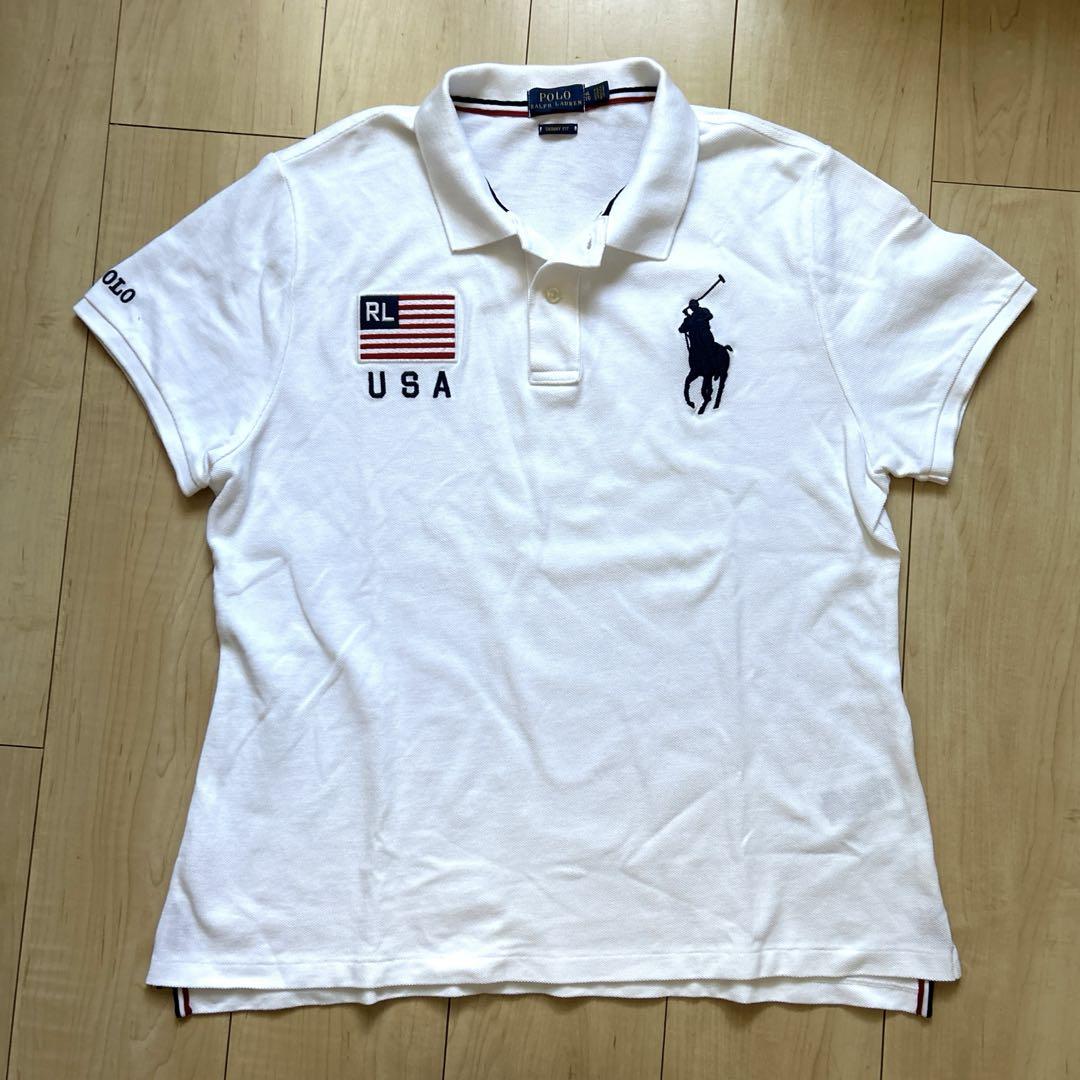 【美品】ラルフローレン　半袖ポロシャツ・BIG・ポロベア・星条旗・現行タグ　XL 美品】ラルフローレン 半袖ポロシャツ・BIG・ポロベア・星条旗