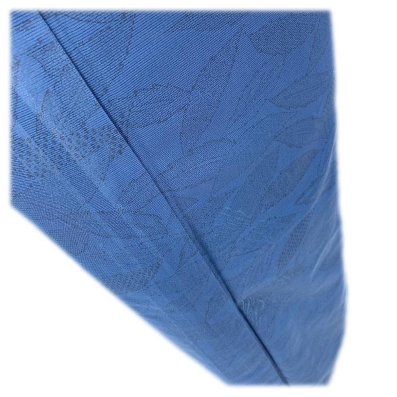 【セ】夏着物 美品 三本駒絽 小紋 洗える素材 青藍色 涼しげな葉模様 Y