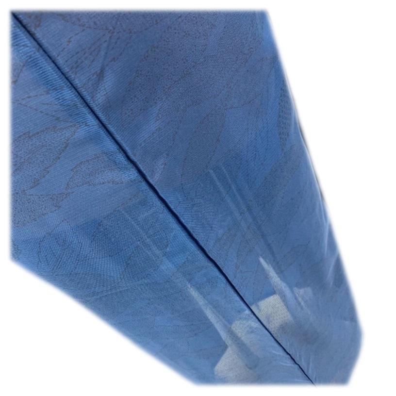 【セ】夏着物 美品 三本駒絽 小紋 洗える素材 青藍色 涼しげな葉模様 Y