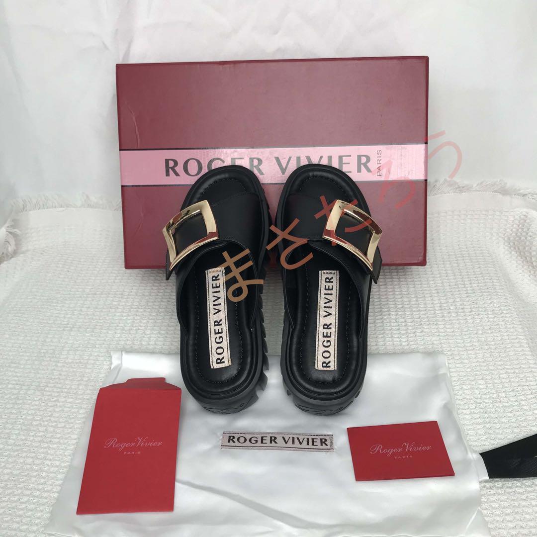 ROGER VIVIER ロジェヴィヴィエ バックル レザー ミュール 37 画像3