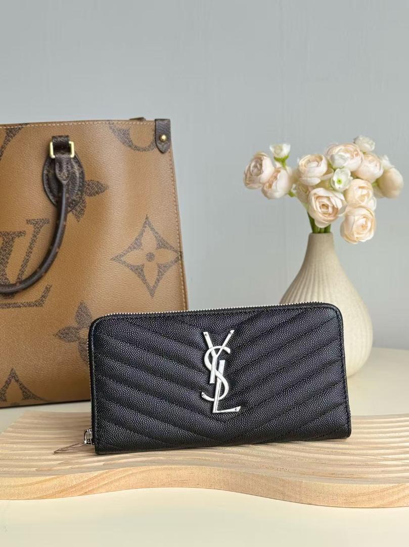 YSL ブラック 長財布 キルティングデザイン