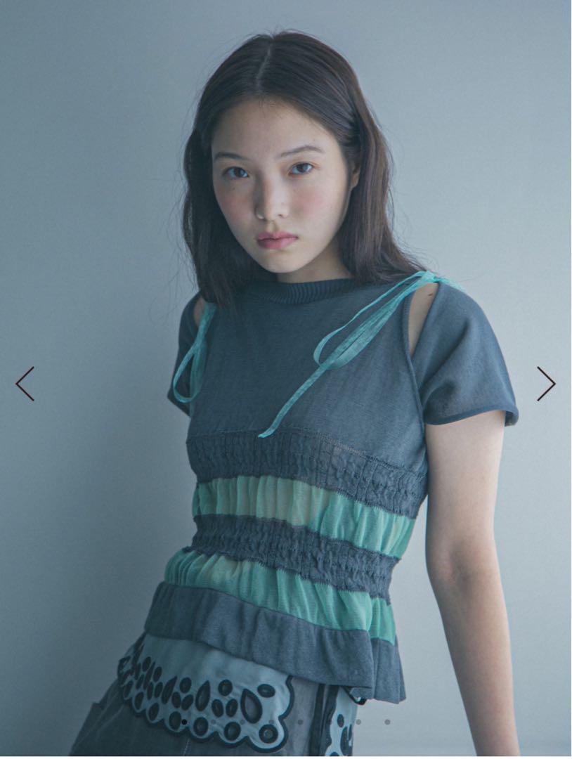 トップス Shirring Knit top