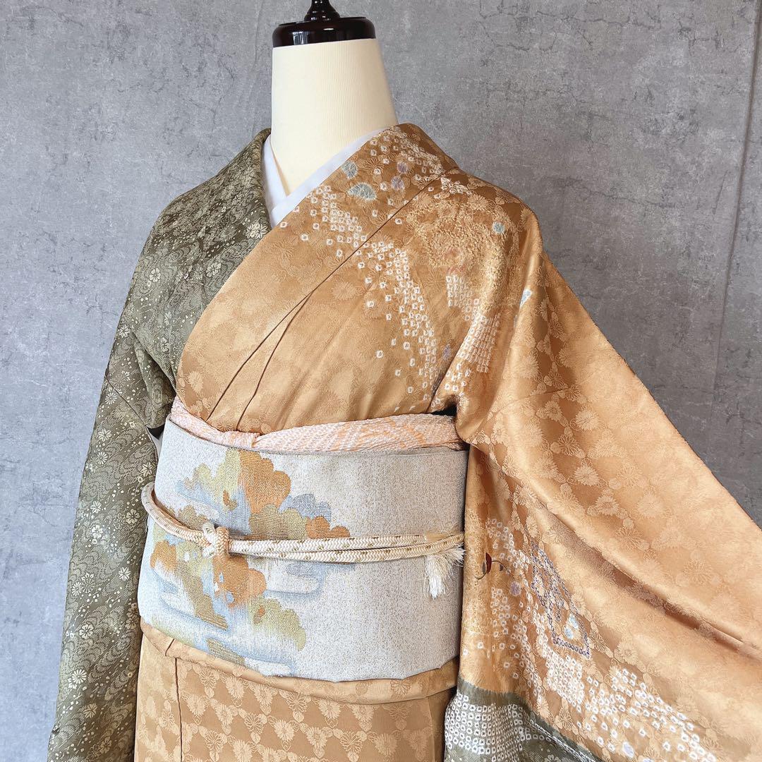 訪問着フルセット　着物　正絹　絞り　刺繍　G3