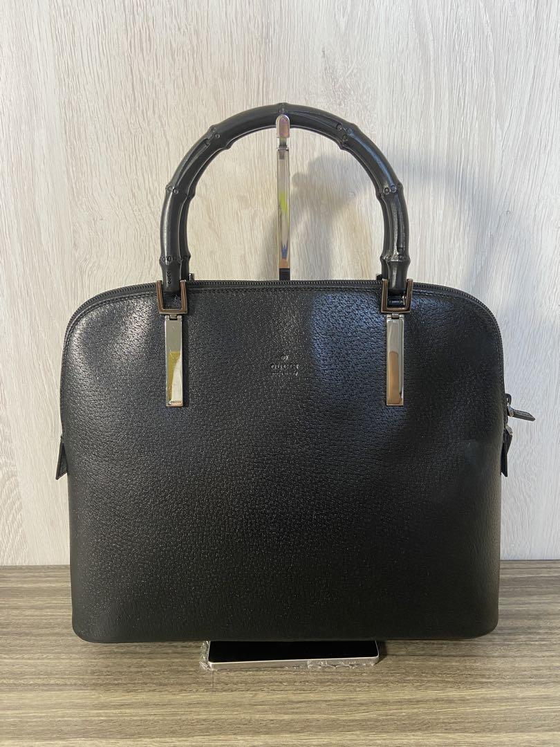 GUCCI ハンドバッグ レザー バンブー ブラック シルバー金具