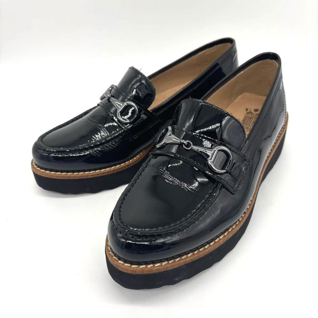 【美品】ボントレ 厚底 ビットローファー ブラック エナメル 23