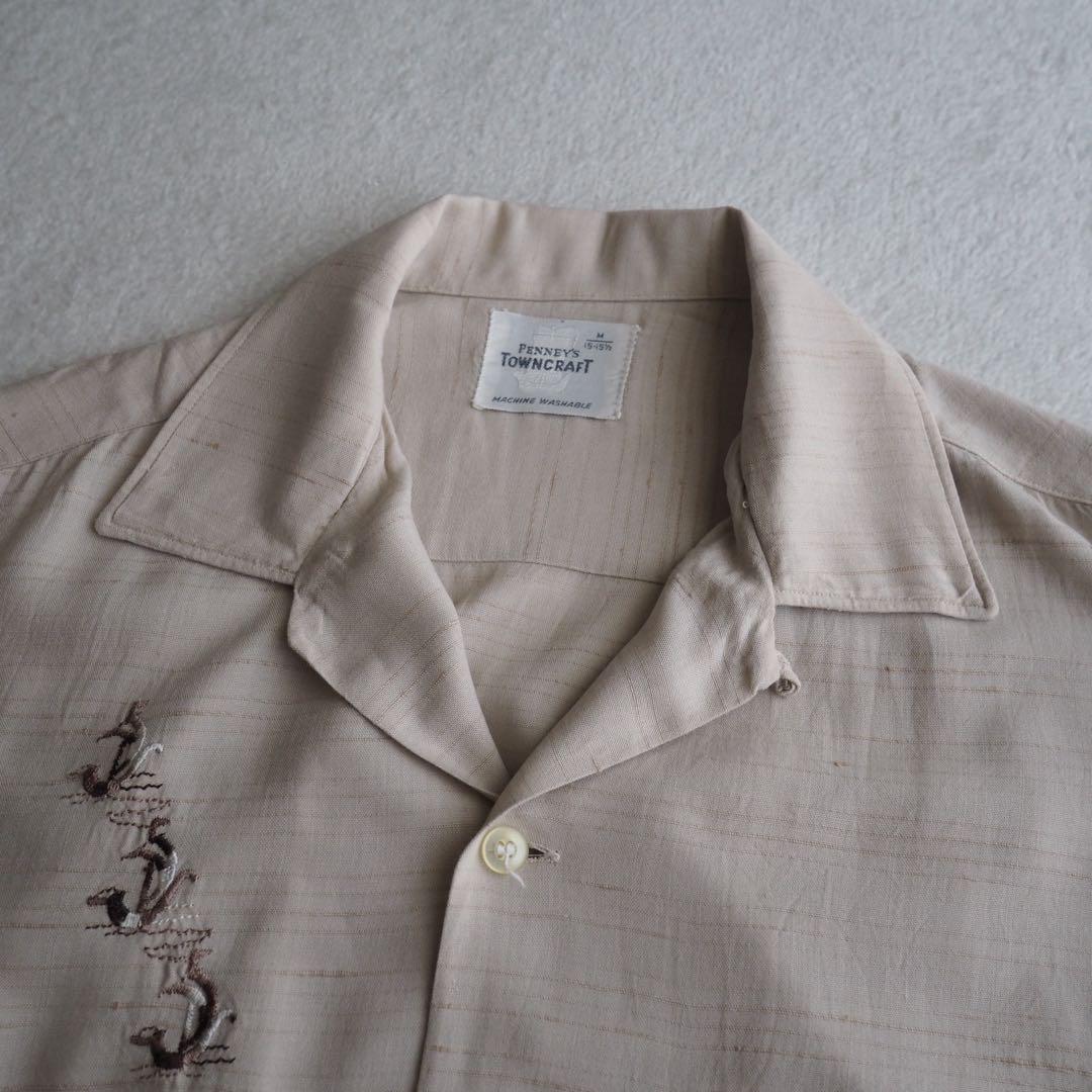 60s TOWNCRAFT PENNEY'S 船タグ 開襟シャツ オープンカラー