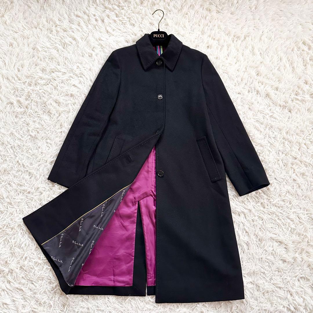 着用2回 ポール スミス ウールカシミヤコート ブラック 40M Paul Smith