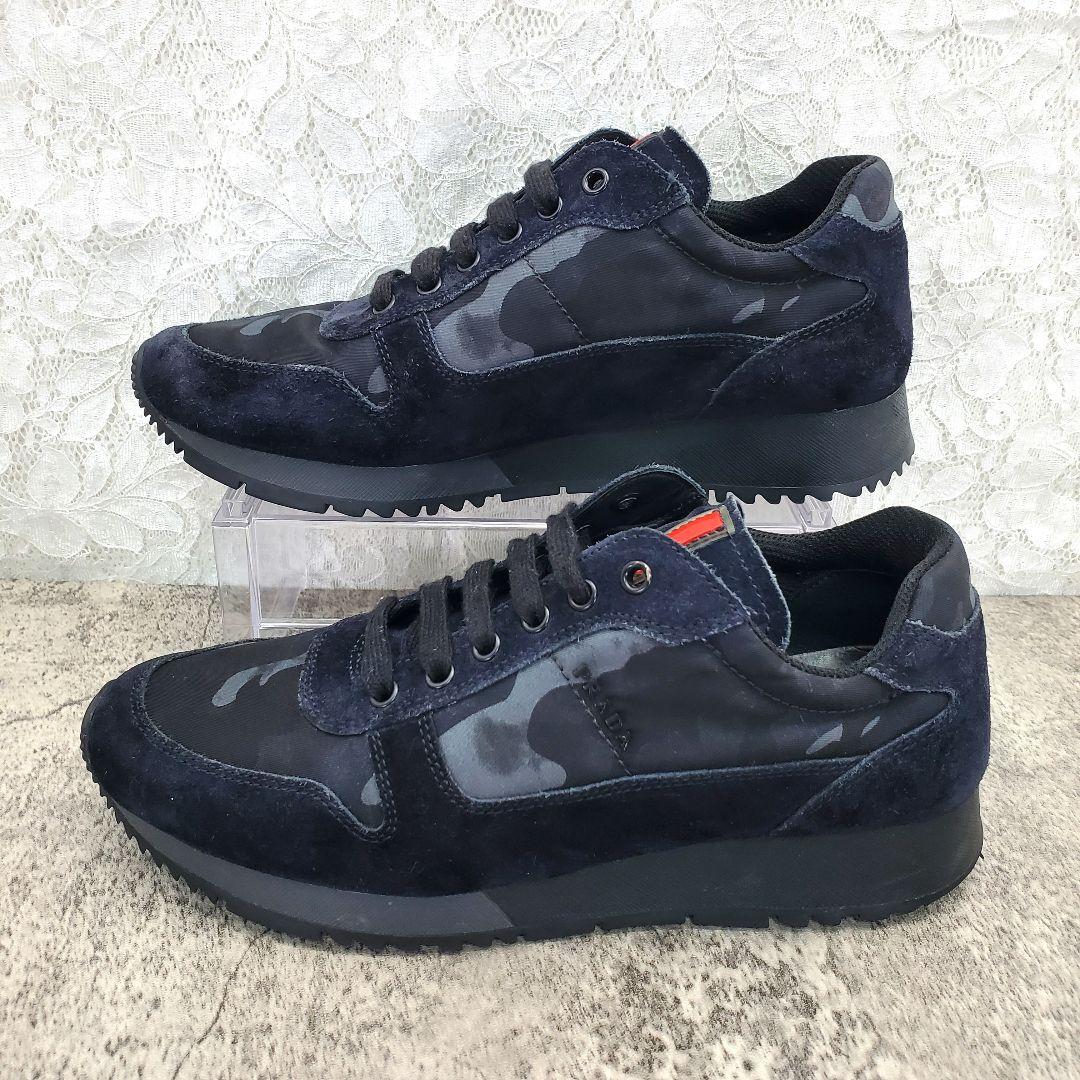 【PRADA】ローカットスニーカー 23cm 迷彩 カモフラ ブラック ネイビー