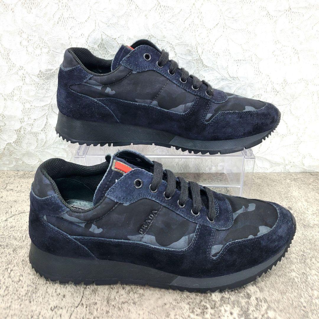 【PRADA】ローカットスニーカー 23cm 迷彩 カモフラ ブラック ネイビー