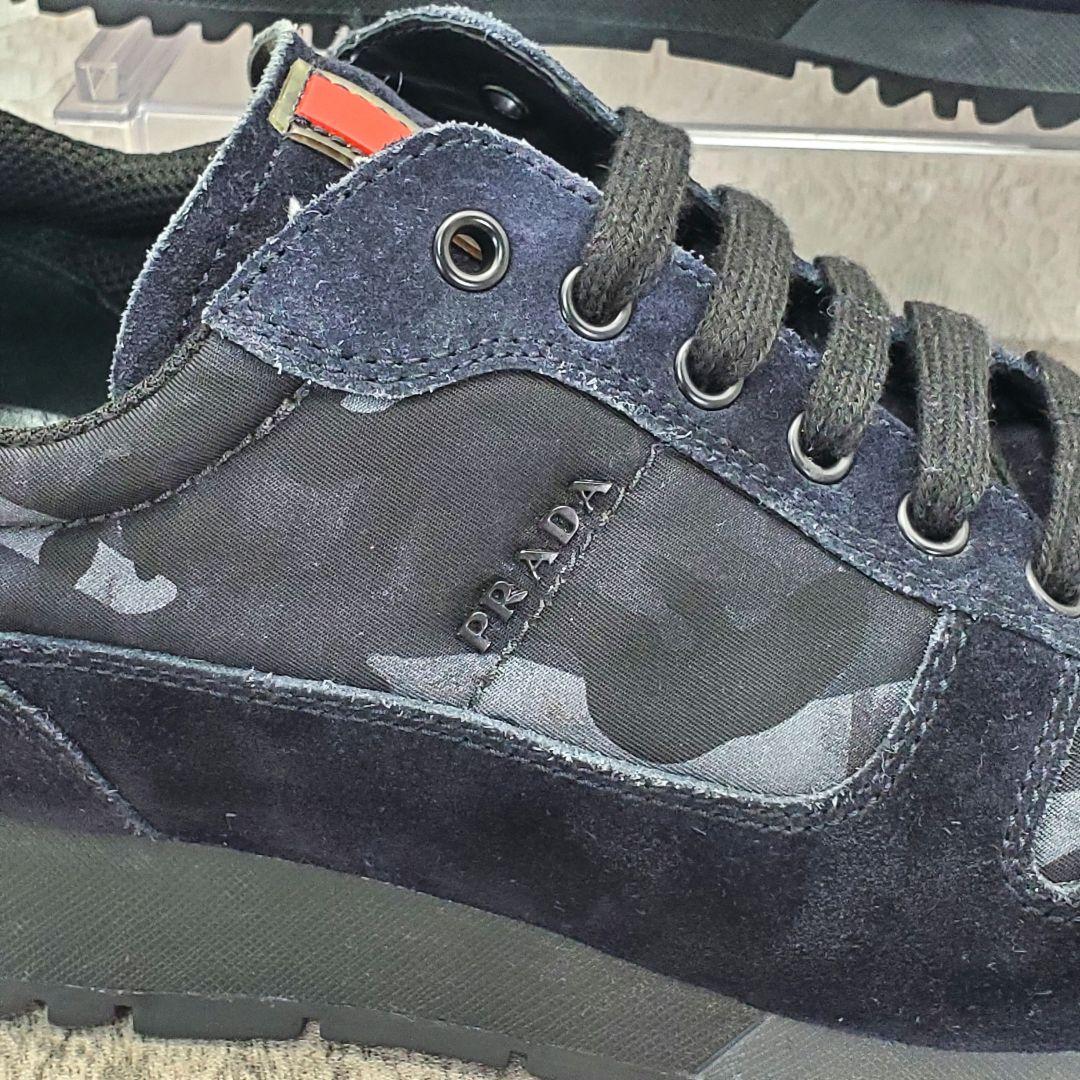 【PRADA】ローカットスニーカー 23cm 迷彩 カモフラ ブラック ネイビー