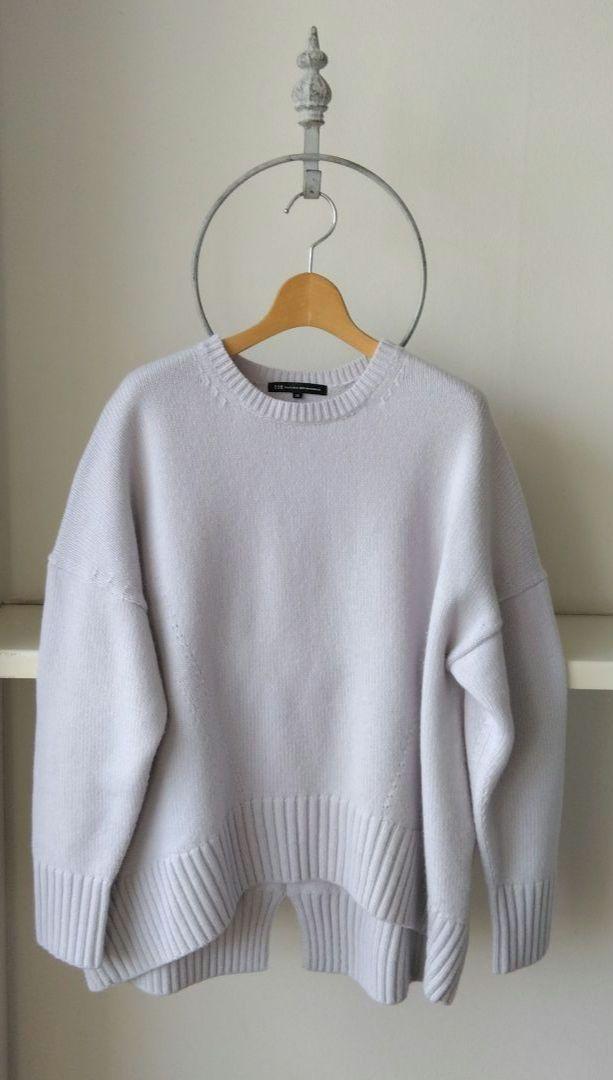 専用23区 川上桃子コラボ　洗えるウールカシミア混　バルキーニット　アイスブルー