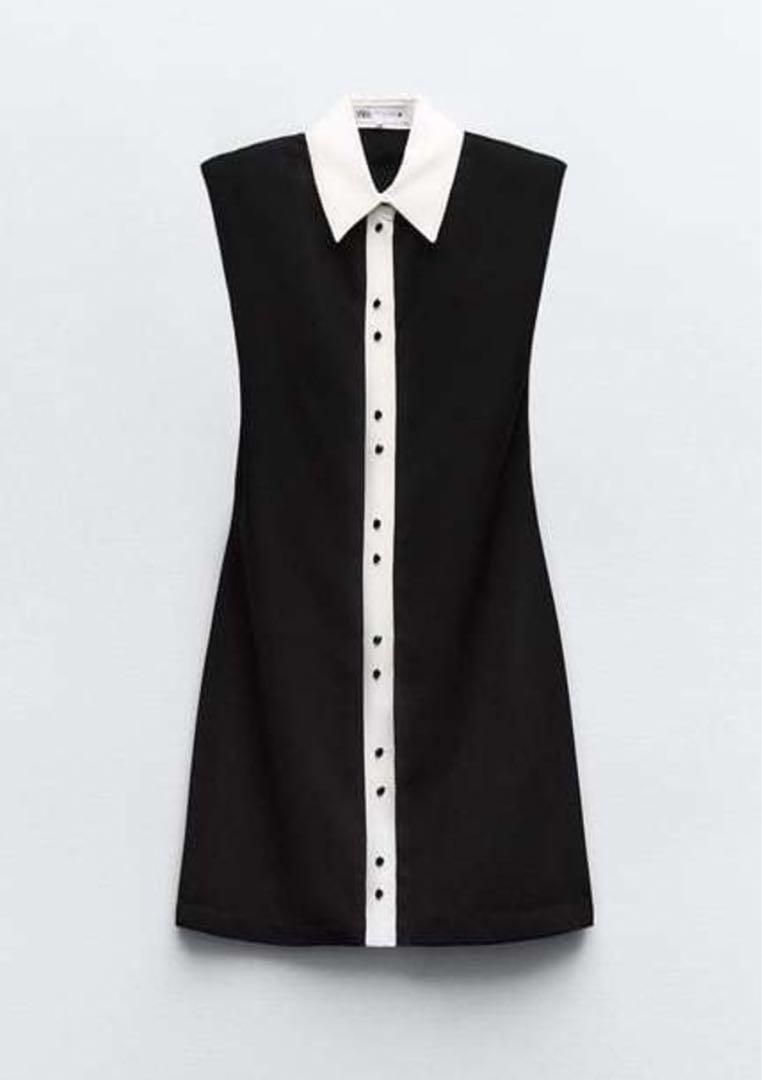 ZARA ノースリーブ　クレープワンピース ZARA ノースリーブクレープミニワンピース 2242/620 (ZARA