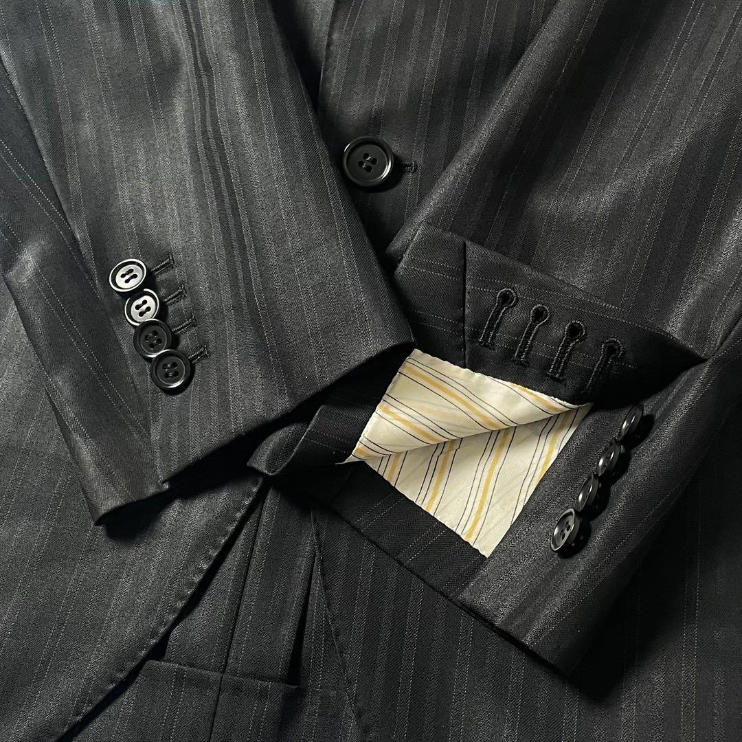 Liverano&Liverano セットアップ　スーツ　カシミア　ストライプ LIVERANO&LIVERANO 春夏セットアップ ストライプ 光沢 黒 44
