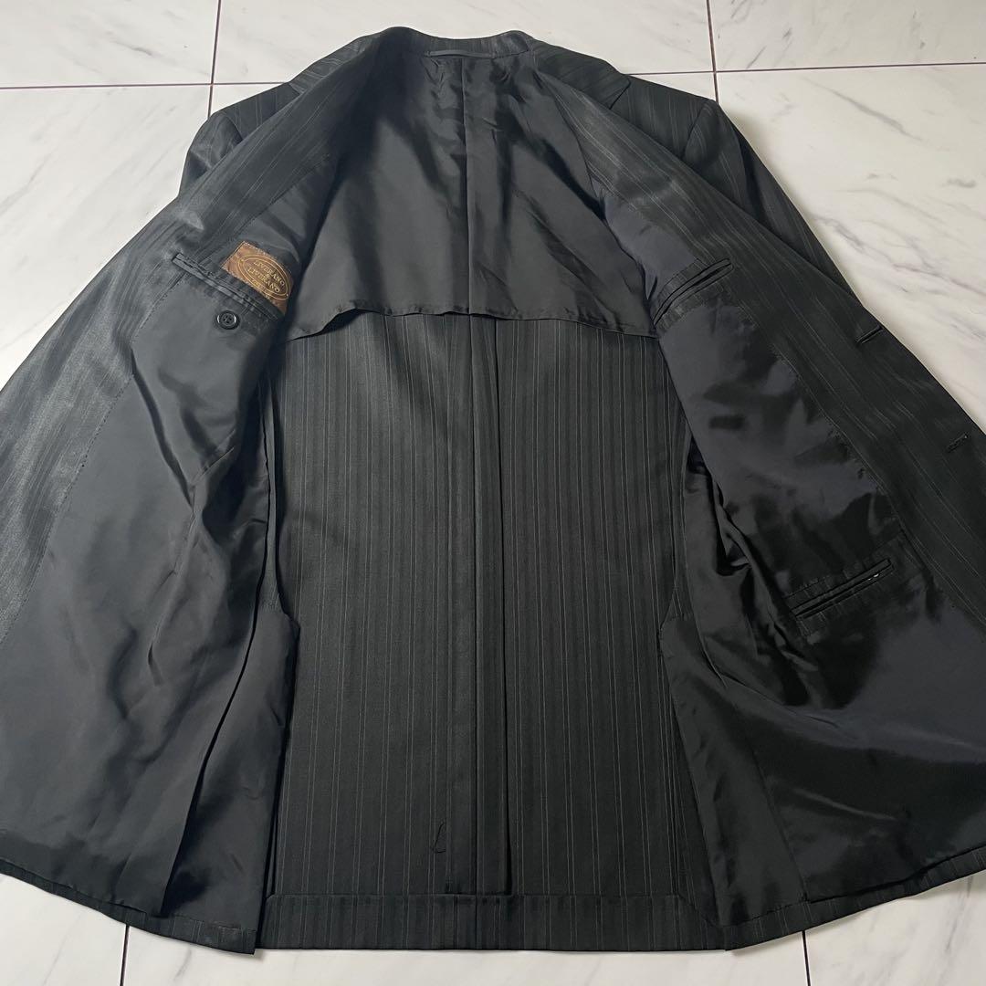 LIVERANO&LIVERANO 春夏セットアップ ストライプ 光沢 黒 44