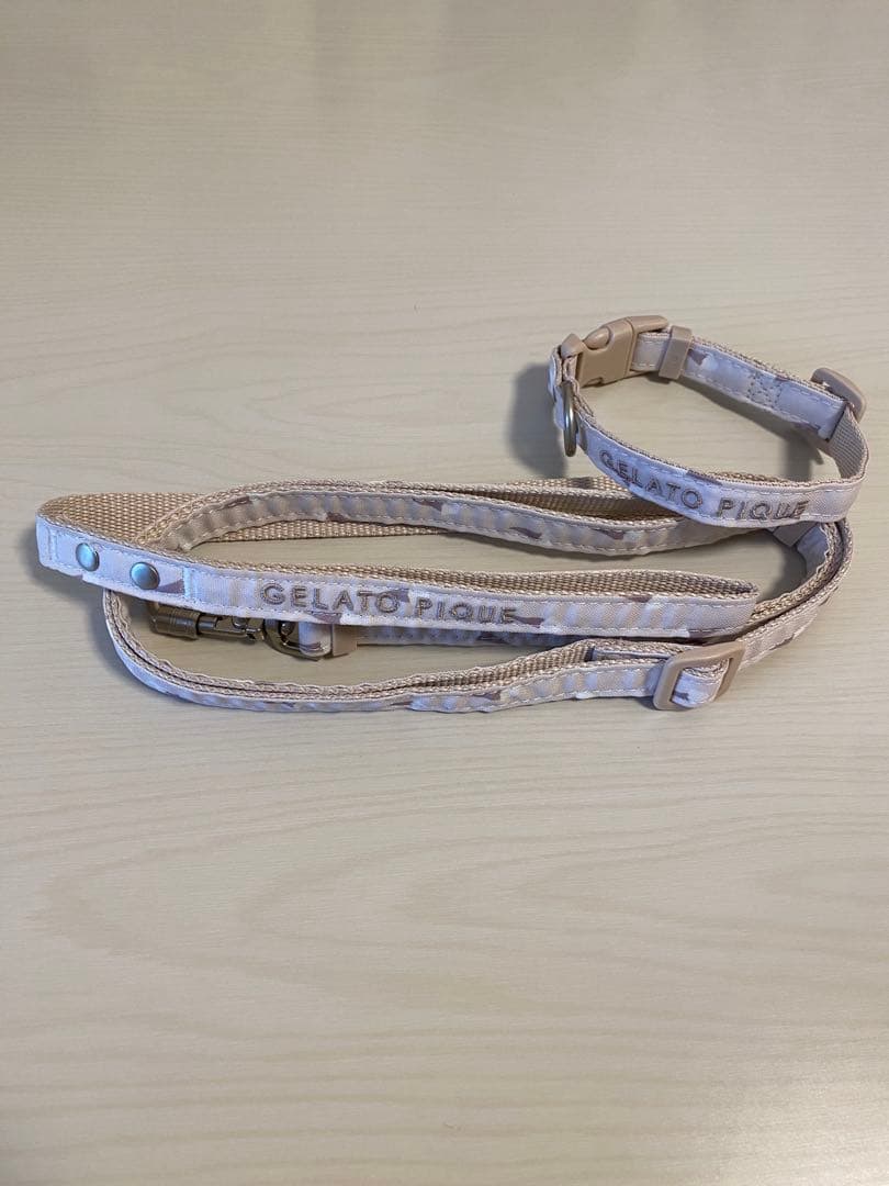 ジェラピケ　ペット　アイス柄　首輪＆リードセット