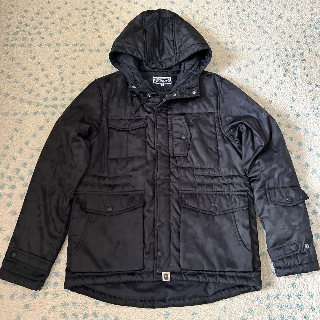 a bathing ape BAPE 中綿フードジャケット メンズM 黒 迷彩