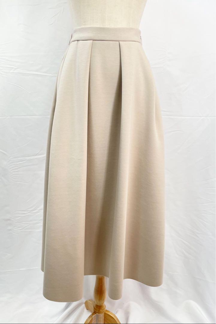【極美品】ELFRANK　フレアミモレ丈スカート　ベージュ　FREEサイズ