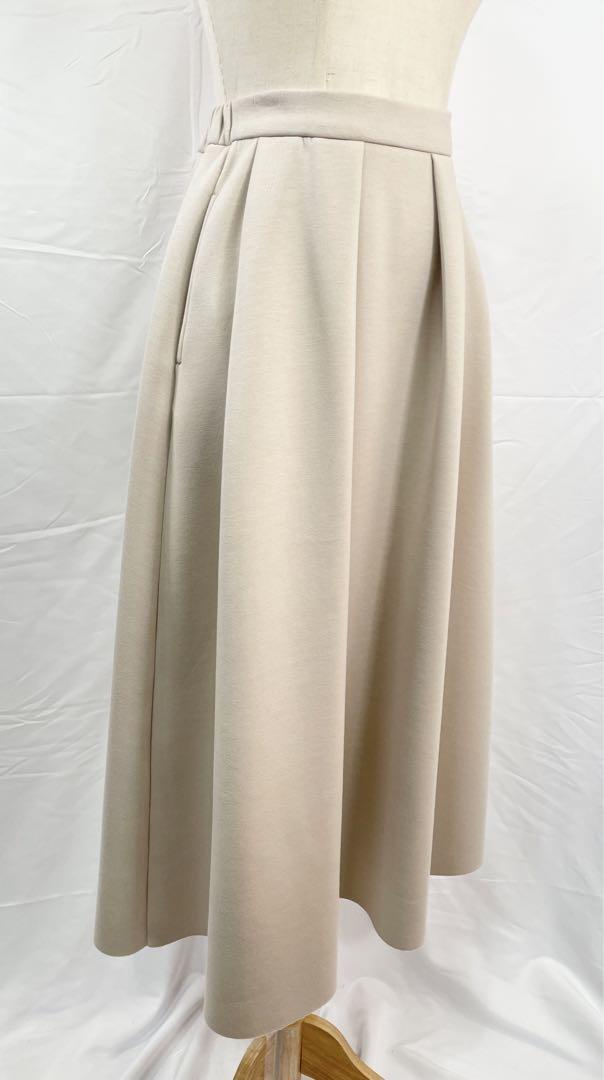 【極美品】ELFRANK　フレアミモレ丈スカート　ベージュ　FREEサイズ