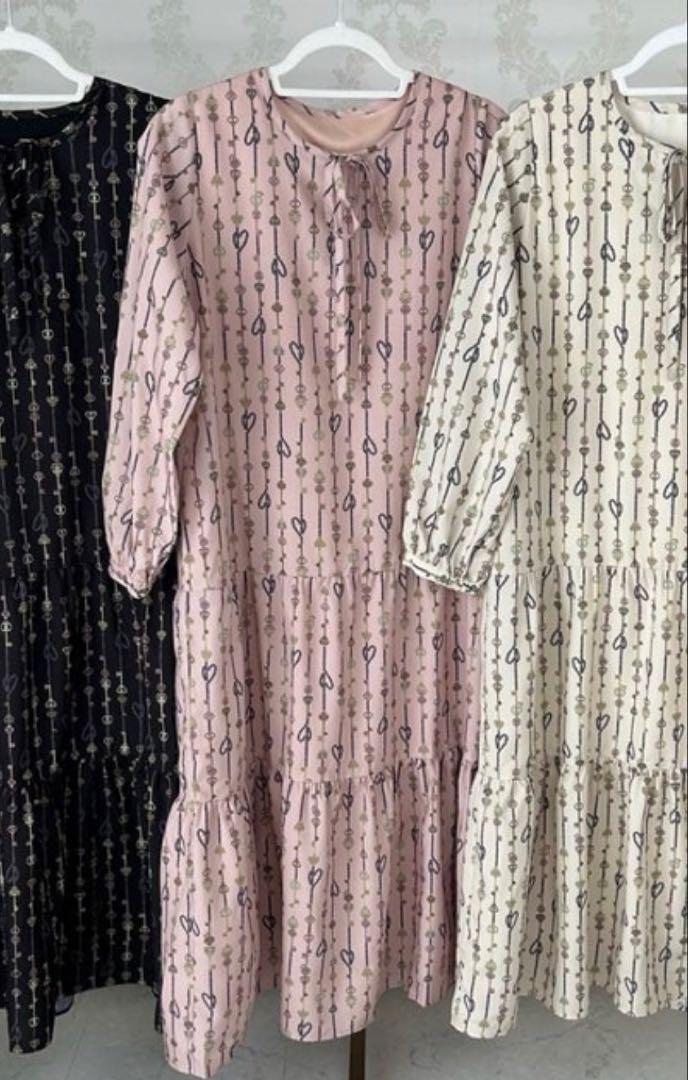 アンドラブ　ハート刺繍の大人カフタンワンピース　ライラック　Ｌ QVC☆アンドラブ☆ハート刺繍の大人カフタンワンピース