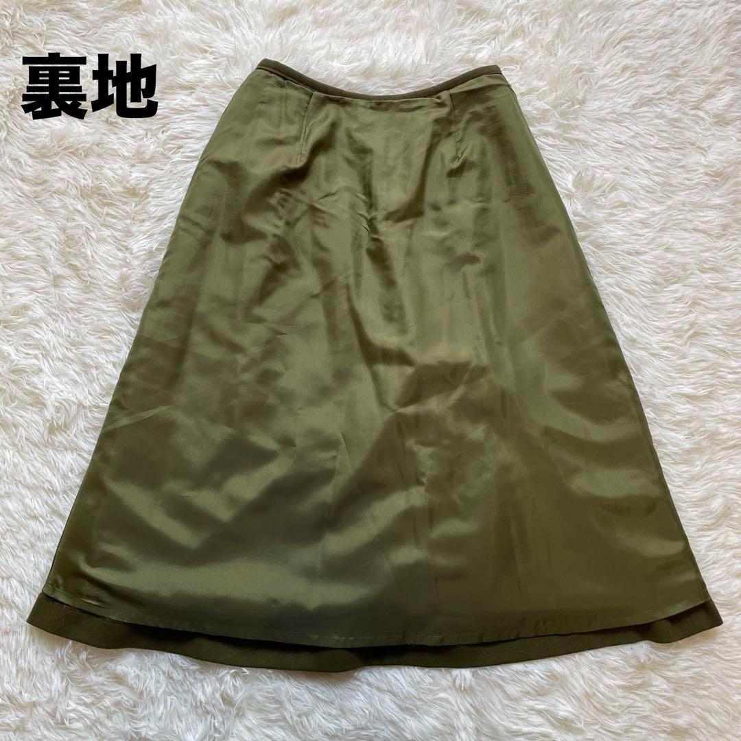 日本製　SYBILLA シビラ　上下セットアップ　スカート　カーキ　ウール