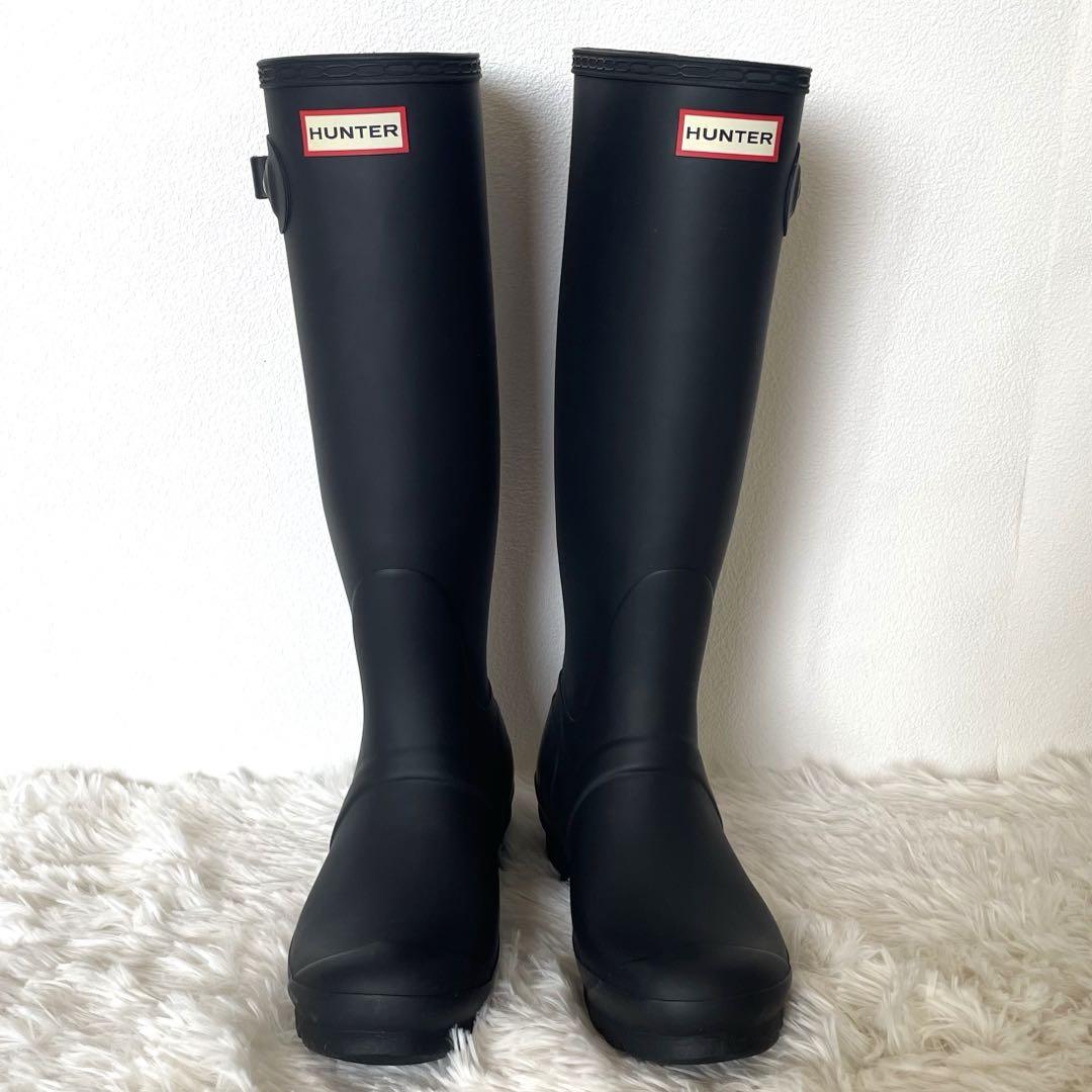 【美品】 HUNTER ハンター　レインブーツ　ロングブーツ　ブラック